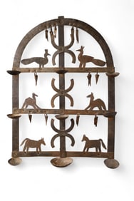 HAND WROUGHT METAL CANDLE HOLDER