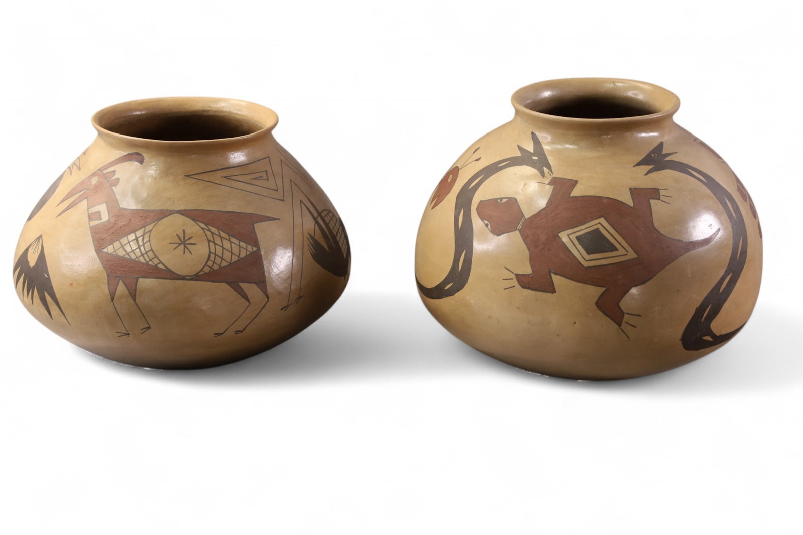 2 MEXICAN OLLAS: LARGE MEXICAN POTERY OLLAS, 17" W x 9" H.