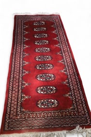APPROX 6' x 2' 7" HANDMADE BOKURA WOOL RUG