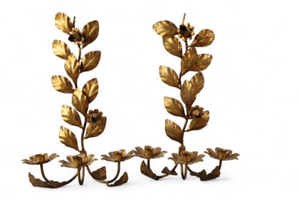 PAIR OF GOLD GILT SCONCES