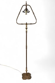 ANTIQUE HANDEL STYLE BRASS FLOOR LAMP