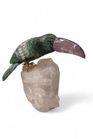 CARVED STONE TOUCAN SCULPTURE