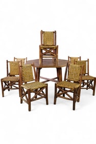 OLD HICKORY TABLE & 8 CHAIRS