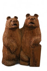 LARGE CARVED WOOD BEARS