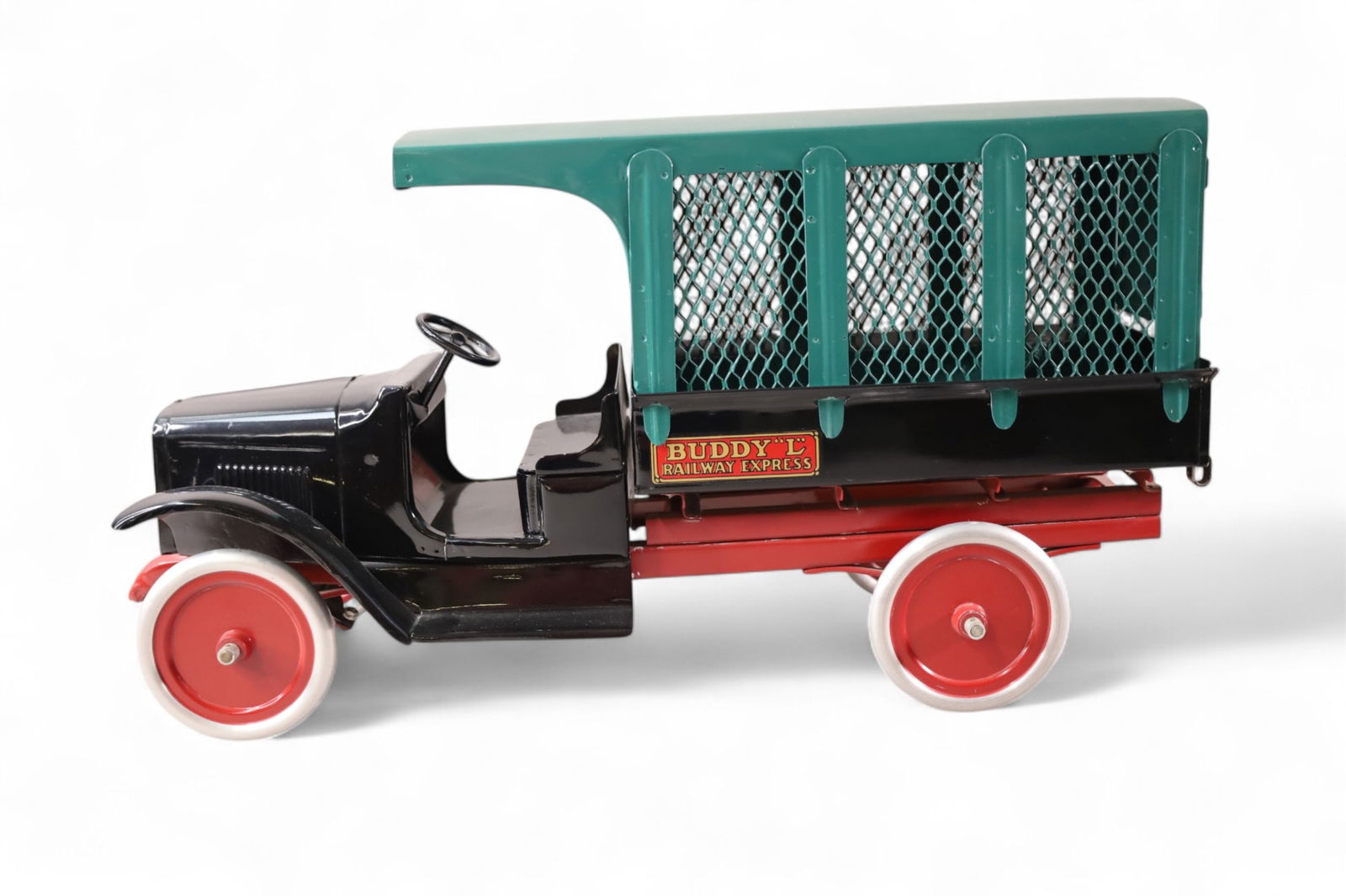 BUDDY L RAILWAY EXPRESS: LARGE RESTORED BUDDY L RAILWAY EXPRESS TRUCK, 24" L.