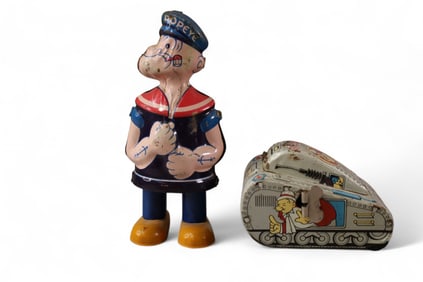 2 TIN LITHO POPEYE TOYS