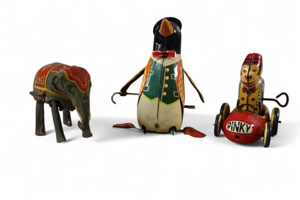 3 TIN LITHO WIND UP TOYS