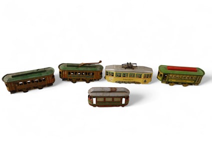 5 TIN LITHO TROLLEYS