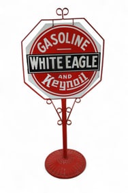WHITE EAGLE PORCELAIN CURB SIGN