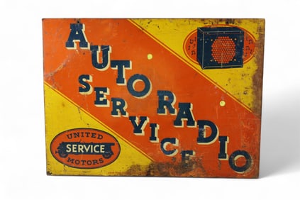 UNITED MOTORS AUTO RADIO METAL SIGN