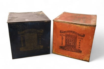 2 COFFEE AND TEA TINS