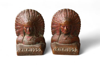 PAIR OF HEAVY NATIVE AMERICAN BOOKENDS