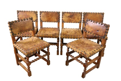 SET OF 6 LEATHER SEAT CHAIRS