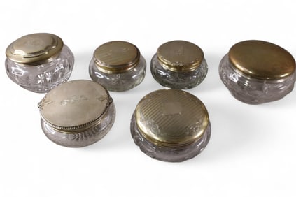 6 CRYSTAL DRESSER JARS