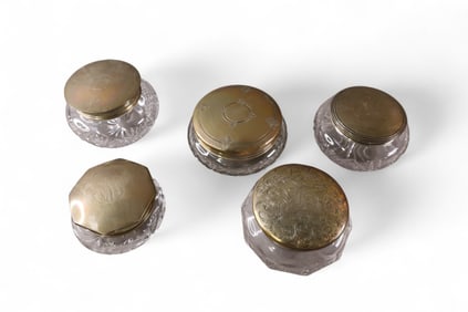 5 CRYSTAL DRESSER JARS