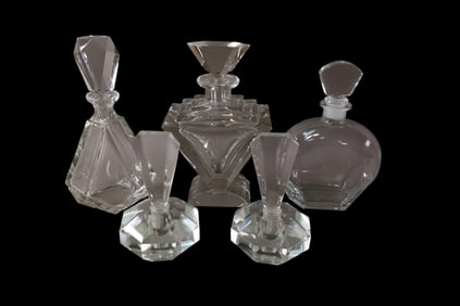5 CRYSTAL PERFUME BOTTLES