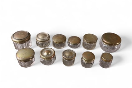 11 SMALL CRYSTAL DRESSER JARS