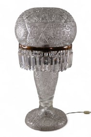 LARGE CUT GLASS CRYSTAL PRISM LAMP