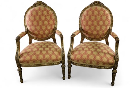 PR. FRENCH STYLE GOLD GILT ARMCHAIRS