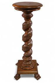 FLORAL CARVED BARLEY TWIST PEDESTAL