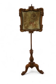 VICTORIAN CLAW FOOT NEEDLEPOINT FIRESCREEN