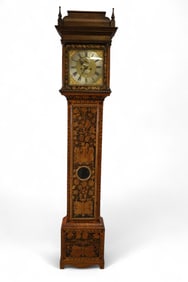 ANTIQUE MARQUETRY 2 WEIGHT GRANDFATHER CLOCK