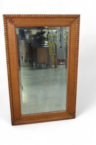 ANTIQUE BEVELED OAK WALL MIRROR