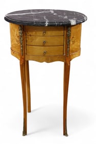 FRENCH STYLE MARBLE TOP LAMP TABLE