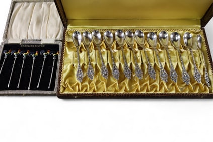 STERLING SILVER SPOONS & SKEWERS