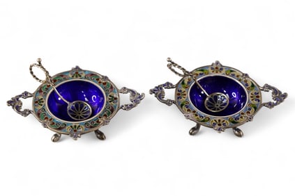 TWO SILVER SALT DISHES