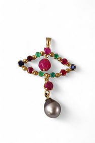 GOLD & MIXED STONE PENDANT