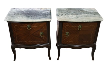 PAIR OF MARBLE TOP NIGHTSTANDS