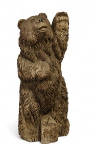 LIFESIZE CARVED WOOD BEAR
