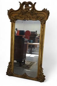 19TH CENTURY WOOD AND GESSO WALL MIRROR