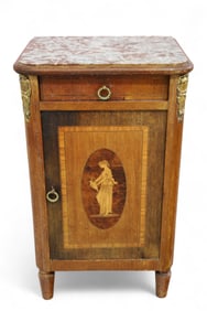 INLAID FRENCH MARBLE TOP NIGHTSTAND
