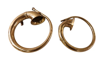 PAIR OF POLISHED BRASS HORNS