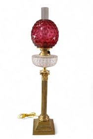BRASS & GLASS OIL LAMP