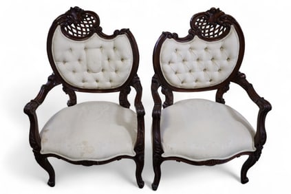 PAIR OF VICTORIAN STYLE AMRCHAIRS