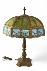 LARGE SLAG GLASS LAMP