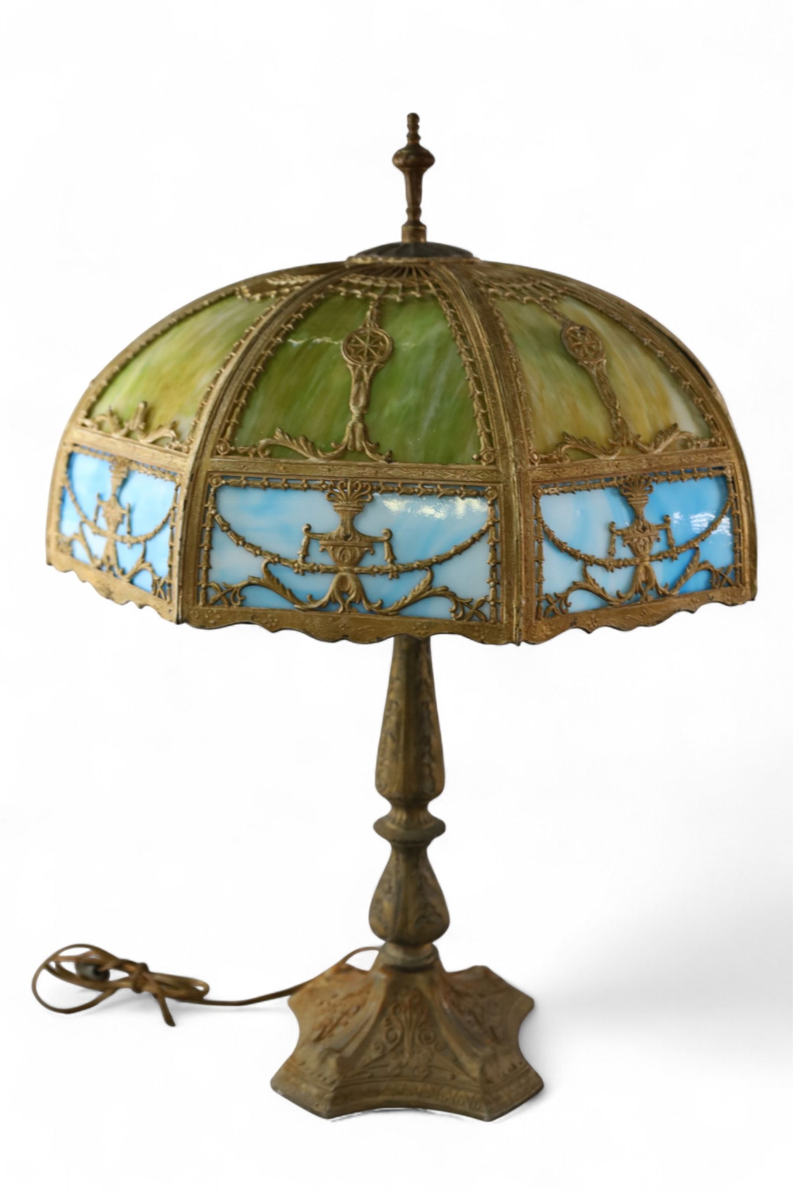 LARGE SLAG GLASS LAMP (1 of 5)