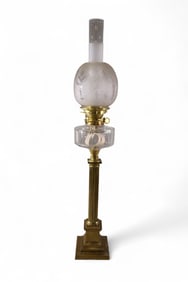 BRASS & GLASS OIL LAMP