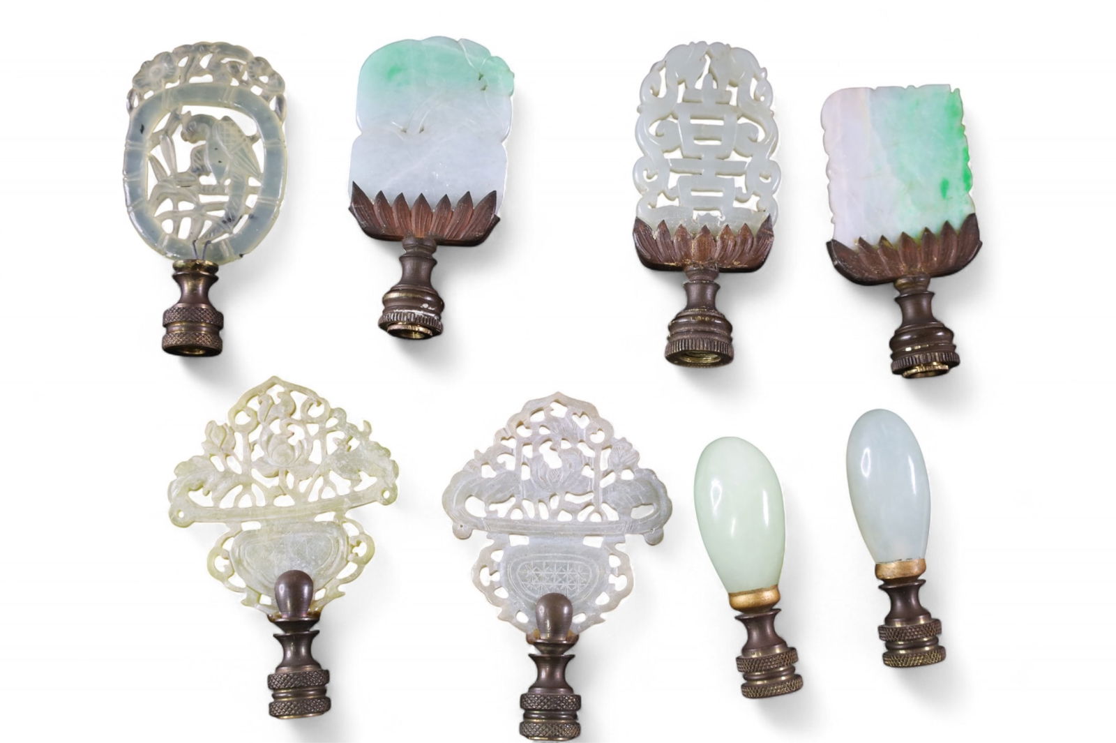 SET OF 8 JADE OR STONE FINIALS (1 of 5)