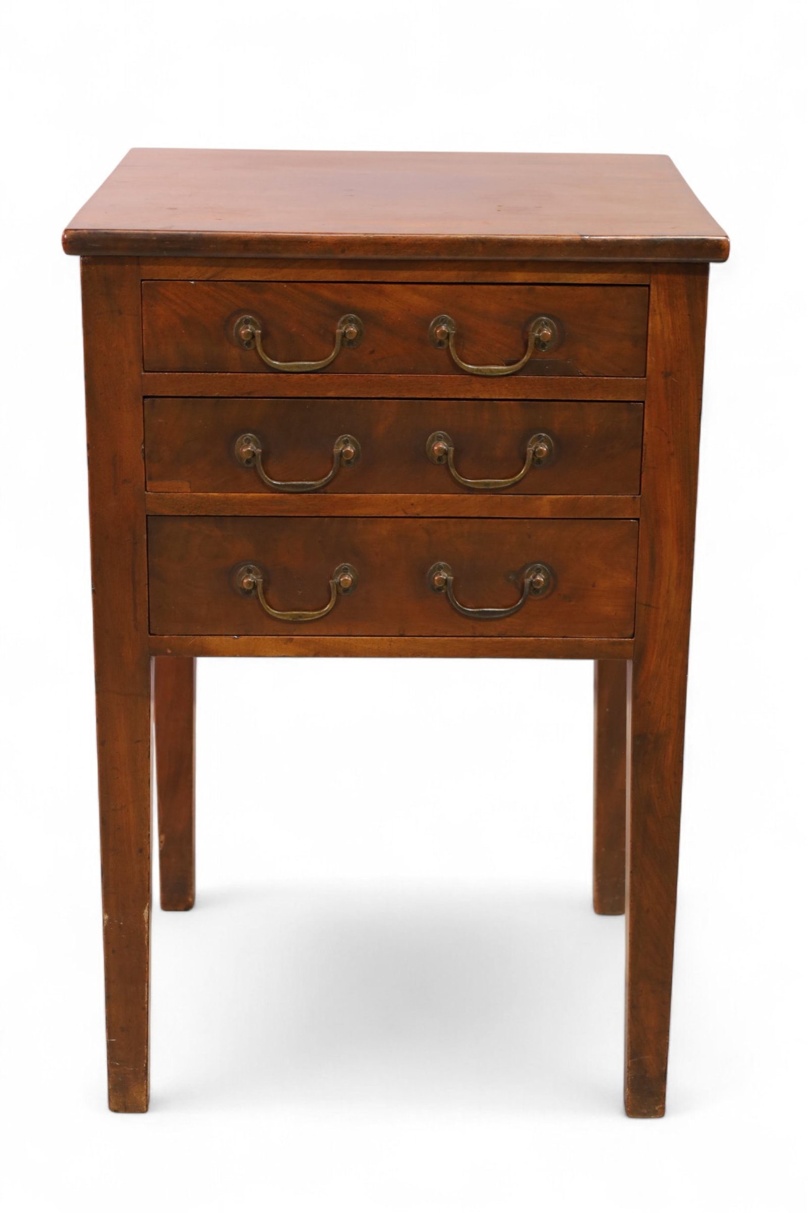 19TH CENTURY 3 DRAWER CHEST: 3 DRAWER CHEST, 20" W x 17 1/2" D x 30 1/2" H. THIS ITEM EXCEEDS SIZE LIMITATIONS FOR IN HOUSE SHIPPING, MUST BE PICKED UP IN HOUSE OR SHIPPED VIA 3rd PARTY GROUND SHIPPER.