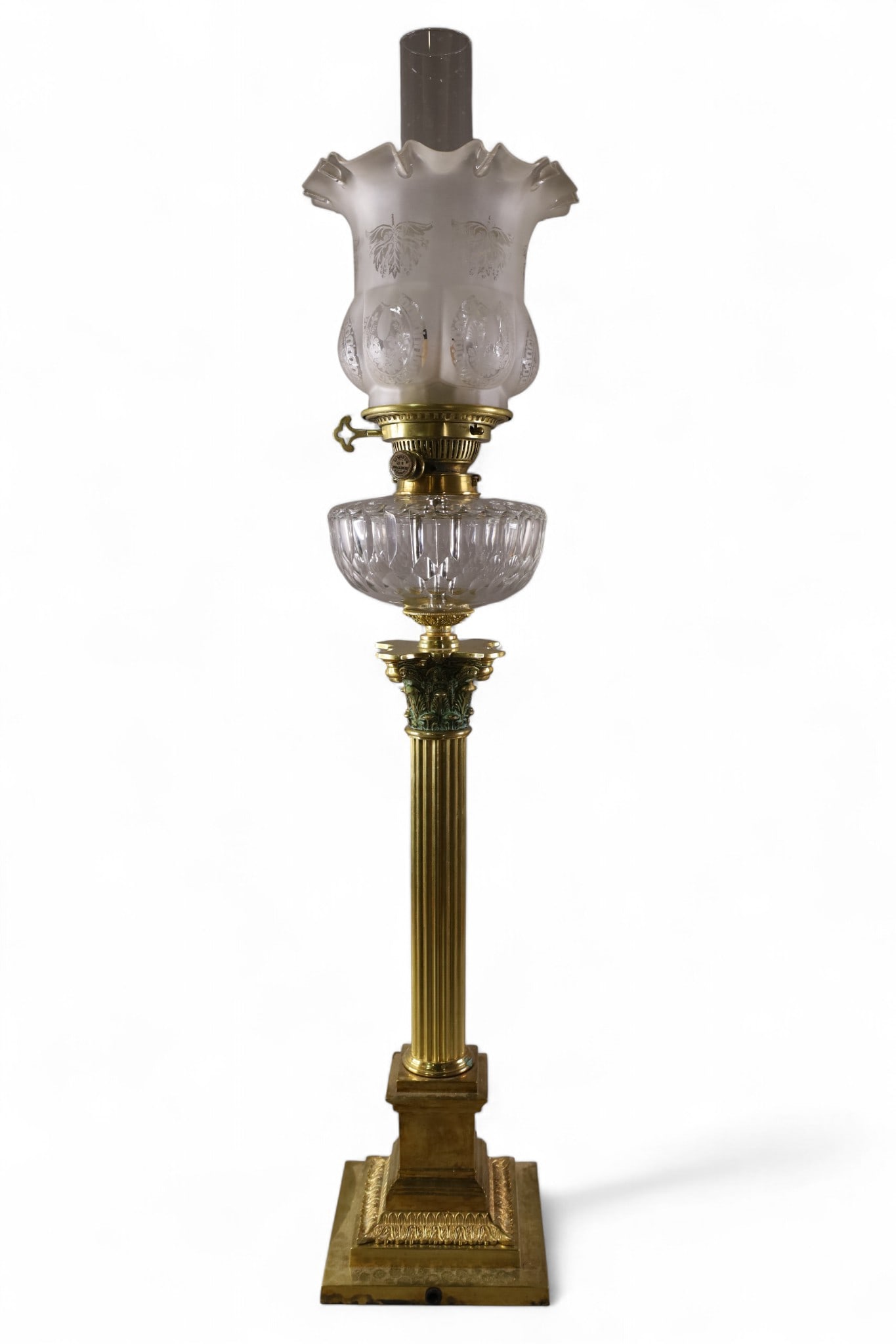 BRASS & GLASS OIL LAMP (1 of 5)