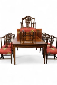 MAHOGANY DINING ROOM TABLE & 8 CHAIRS