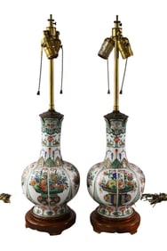 PAIR OF CHINESE PORCELAIN TABLE LAMPS