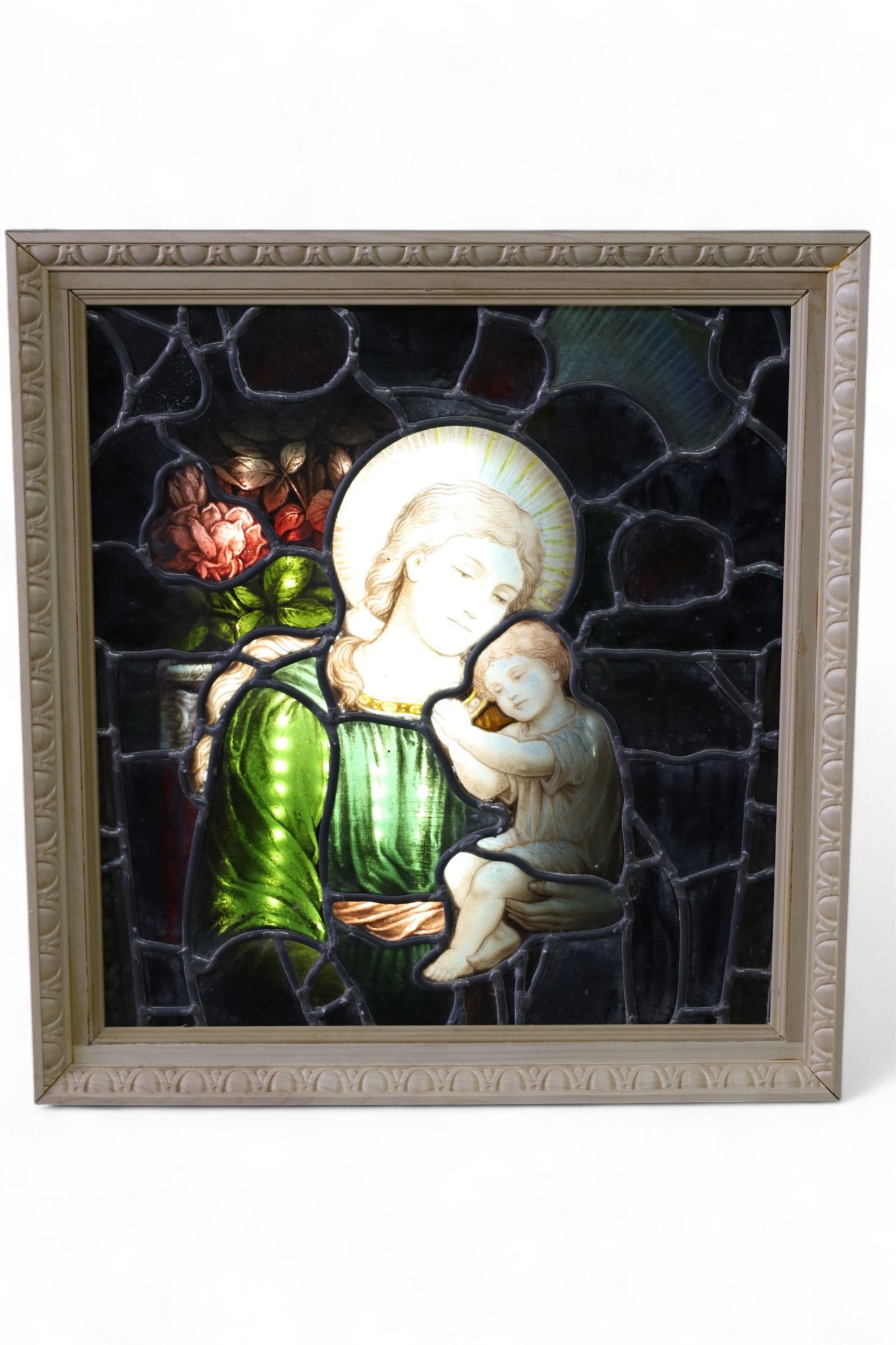 RELIGIOUS LEADED GLASS WINDOW (1 of 2)