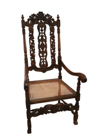 HIGHLY CARVED HALL CHAIR