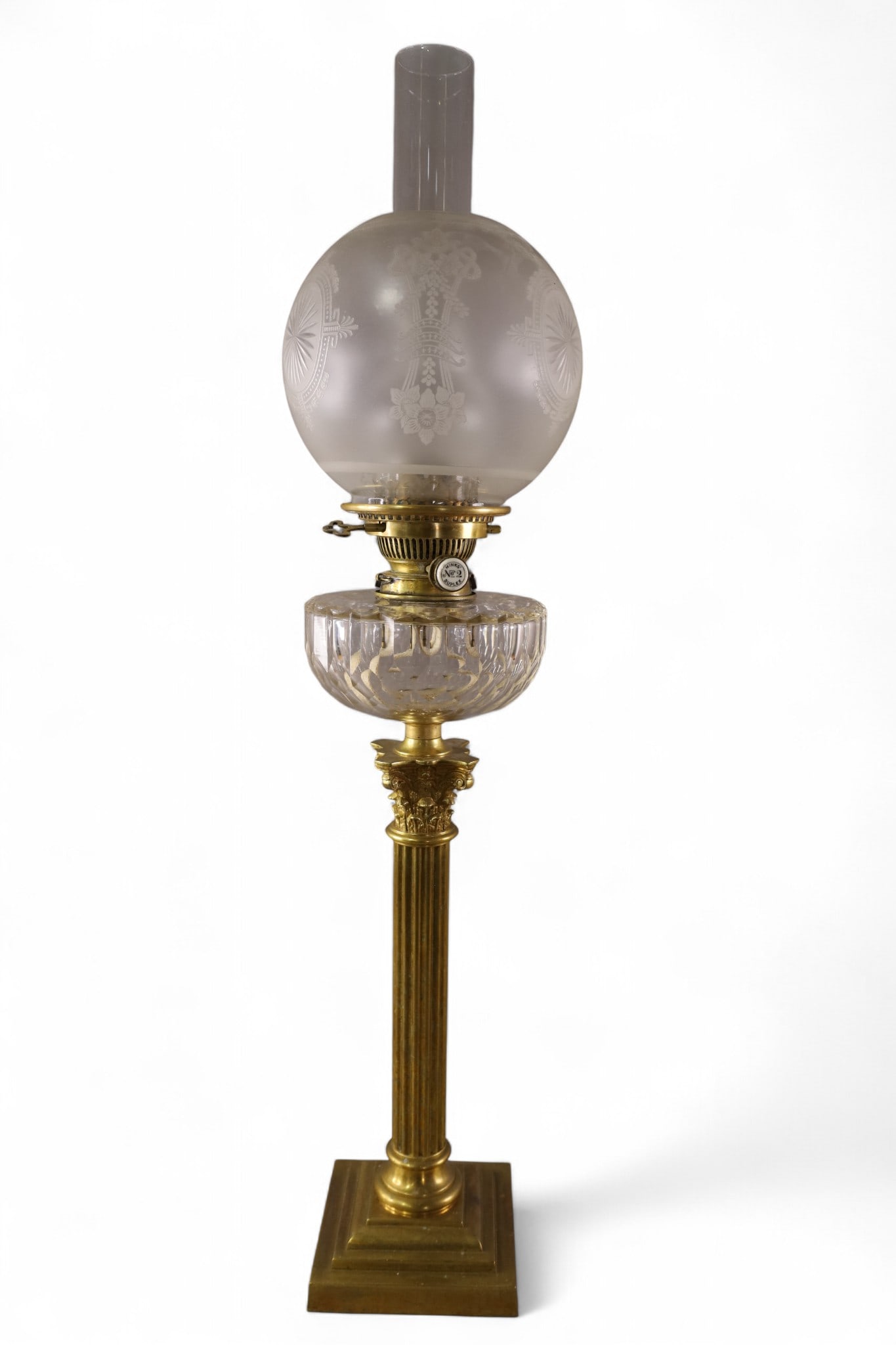 BRASS & GLASS OIL LAMP (1 of 4)