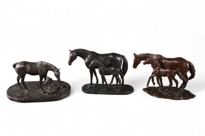 3 BRONZE HORSE STATUES